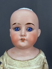 Antique German Bisque Shoulder Head Doll w/ Original Leather Body 24" AS IS