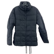 Geox Lightness Black Full Zip Goose Down Quilted Jacket Women's Size 12 Preowned