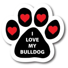 I Love My Bulldog Pawprint Car Magnet 5" Paw Print Auto Truck Decal Magnet
