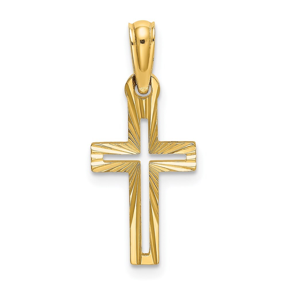14K Yellow Gold Shiny-Cut Cross Pendant K8499 | eBay