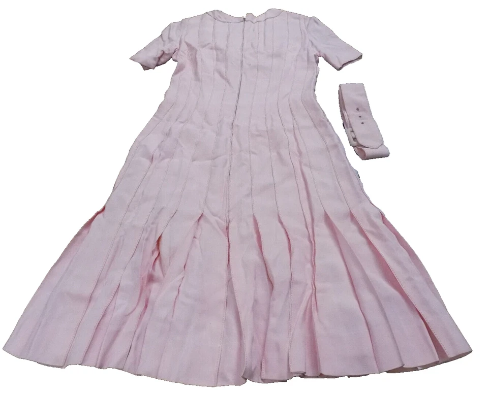 CHANEL De Colección Alta Costura Falda Plisada Años 60 Rosa FABULOSO Cinturón Lino Como Vestido Foto 2 de 4