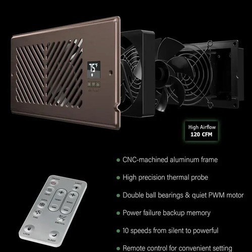 Ventilador amplificador de registro silencioso ATOM NEXUS con termostato y control remoto - NUEVO - Imagen 20 de 29