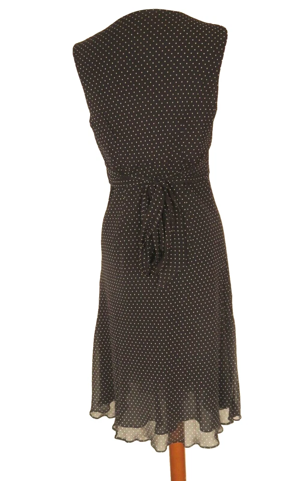 Ann Taylor Sz 8P Silk Flare Sleeveless Polka Dot Swing Dress Lined Y2K Vintage - Image 3 of 4