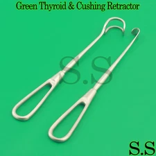 Green Thyroid & Cushing Vein Surgical Retractors Instruments Set of 2