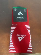 NWT Men's Large Adidas Soccer Team Speed Socks 1 Pair Red White Adult L LG 9-13