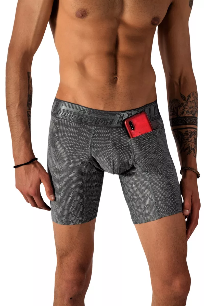 MAO Sports Boxer Side Phone Pocket Gym Underwear Gray 1111.39 2