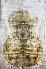 Electric Bass Top Spalted Maple Wood Bookmatched Worm-hole For Stabilized Make