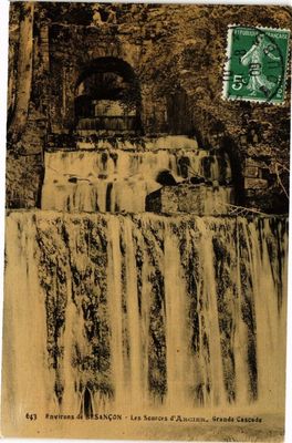 Old postcard Environs de BESANCON - Les Sources d'Arcier Grande Cascade (183161)