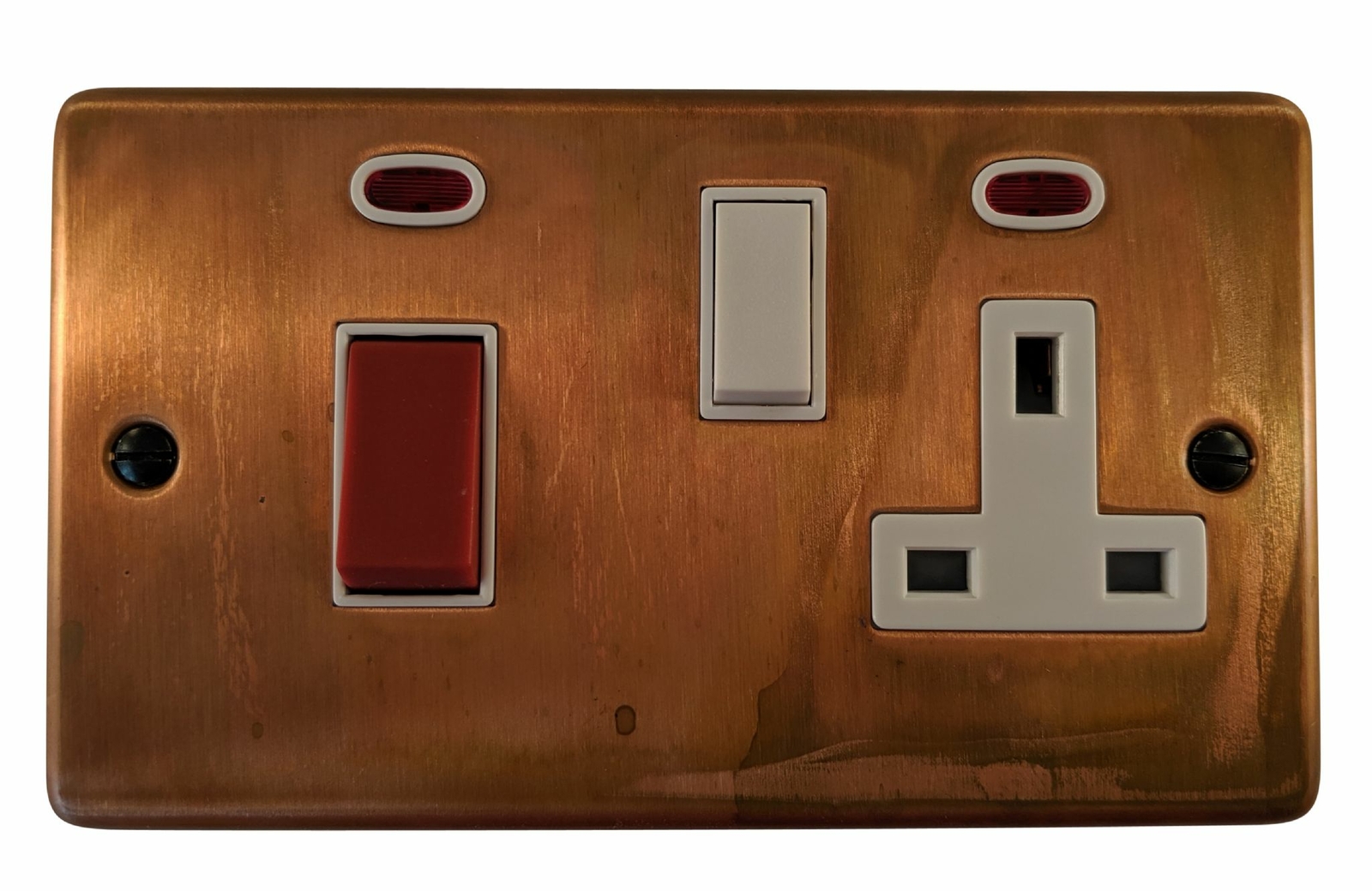 G&H CTC29W Tarnished Copper 45 Amp DP Cooker Switch & 13A Switched Socket