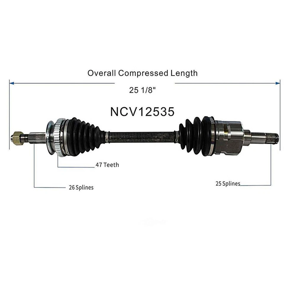 Par de ejes de transmisión delanteros CV para Dodge Grand Caravan Base SE ES EX 1996-07 Foto 3 de 4