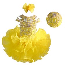 Jenniferwu Toddler Girls Pageant Lace Dress Birthday Party Dress with Headwear