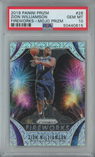 2019-20 Panini Prizm Fireworks Mojo #26 Zion Williamson Pelicans RC 16/25 PSA 10