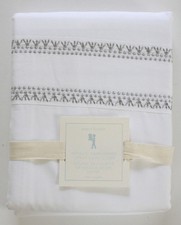 NWT Pottery Barn Kids White/Silver Metallic Embroidered Sateen TWIN DUVET COVER