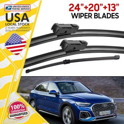 Front Rear Windscreen Wiper Blades Set Top Lock  Wiper 24''20''13'' Rubber Plastic