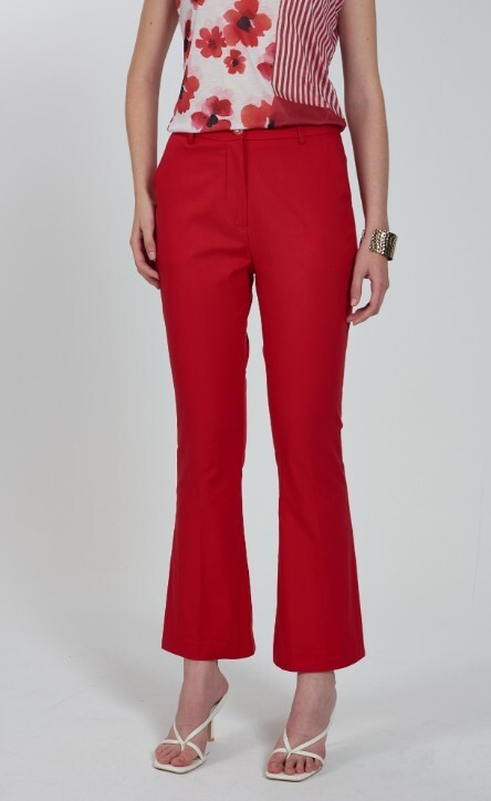 YES ZEE Pantalones Mujer Acampanados Ligeros Elegantes De Algodón Elástico Rojo