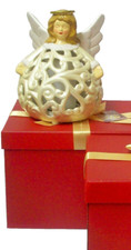 Home Reflections ANGEL Luminary Lantern Flameless Candle W/ Timer In Gift Box