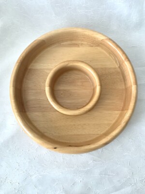 Chip Dip Bowl Platter Tray Salsa Guacamole Serving Wooden Studio Nova MCM Decor
