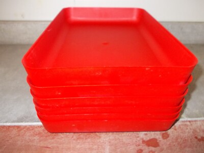 4 Air Berlin Trolley Einschub Einsätze  rot aus Kunststoff 20x28cm