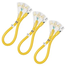 DEWENWILS 3Pack Extension Cord Indoor SJT14 AWG Flexible Power Cord Angled Flat