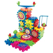 Krazy Gears Gear Building Toy Set - Interlocking Learning Blocks - Motorized ...