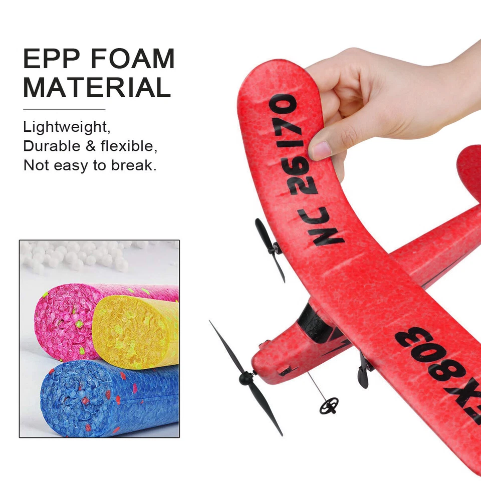 RC Flugzeug 2,4 GHz 2-Kanal-Fernbedienungsflugzeug mit 6-Achsen-Gyro für Kinder - Bild 3 von 4