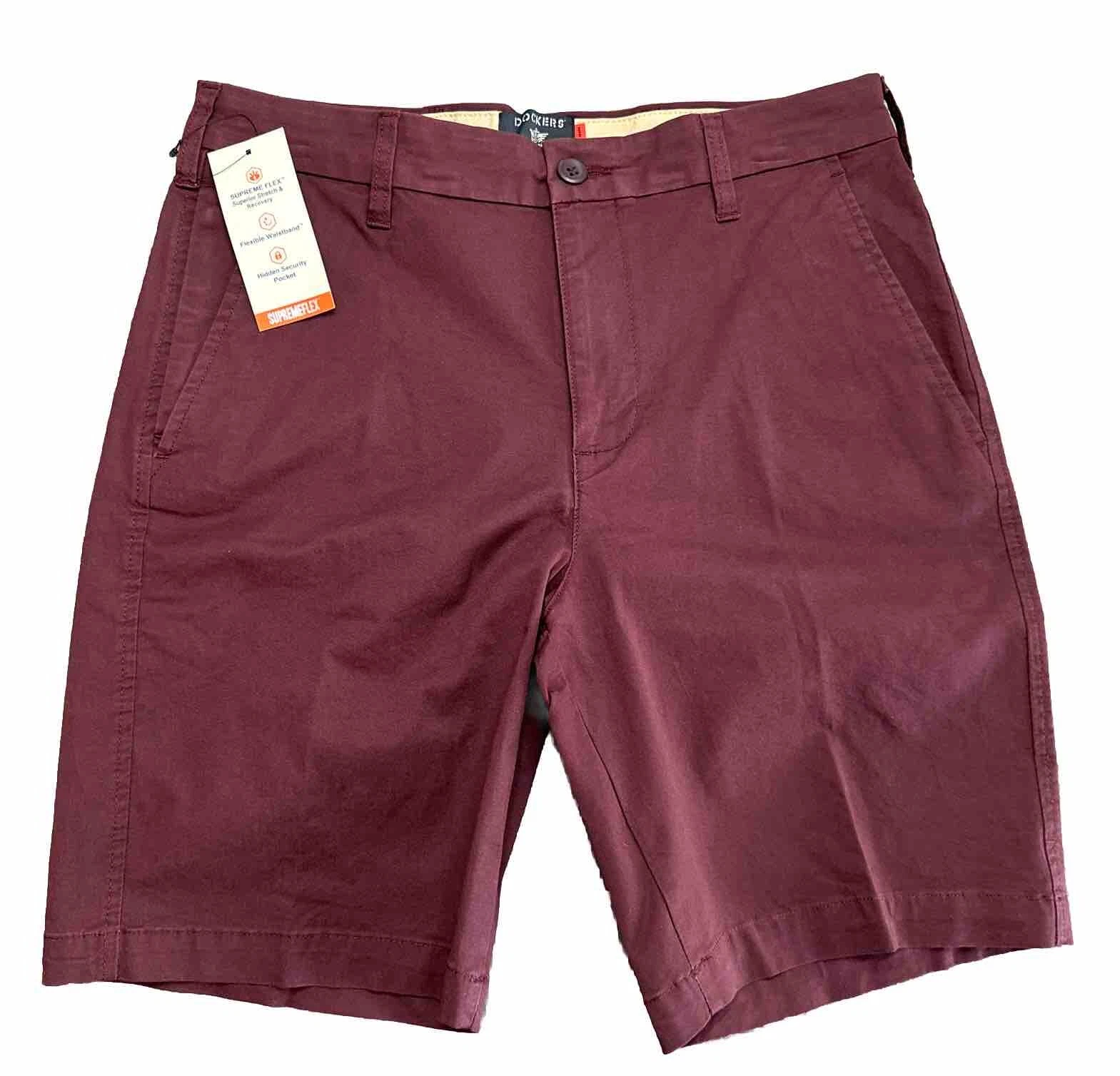 Short chino homme Dockers Supreme Flex Ultimate 9 pouces entrejambe   vin   taille 30