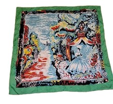 Cabi Frolic Scarf Green Carolan Anderson 100 Silk French Country