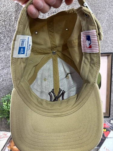 New Era New York Yankees Baseball Cap MLB Strapback Cream Dad Streetwear Olive - Picture 3 of 9