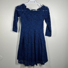 Miusol Womens Preppy Fit And Flare Dress Floral Lace Royal Blue M