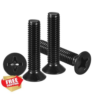 METALLIXITY M5-0.8x20 SS304 Flat Head Screws - 50 Pcs Black