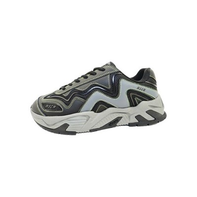 MSGM 3040MS7001 VORTEX Herren Schuhe Sneaker Low Turnschuhe Dunkelgrau Leder  42