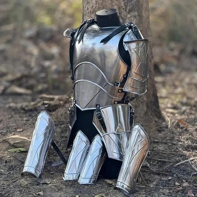 Medieval Knight Armor Costume Set Full Body Steel Armor Halloween Cosplay LARP