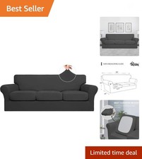 4 Pieces Stretch Soft Couch Cover for Dogs - Washable Sofa Slipcover for 3 Se...