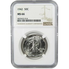 1942 Liberty Walking Silver Half Dollar MS 66 NGC 50c Coin