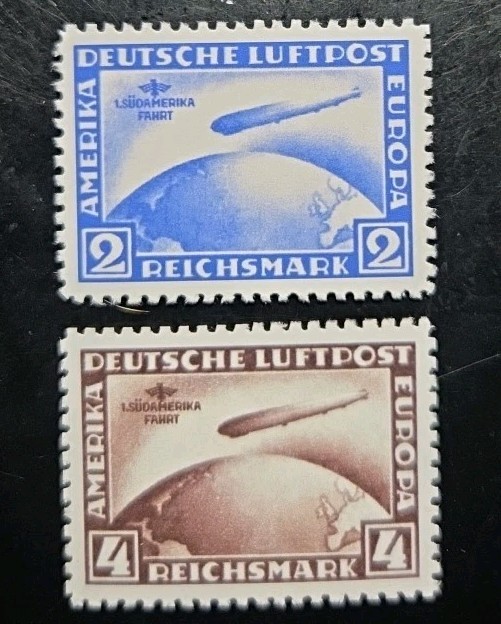 Germany Stamps #C38-C39 1930 South America Flight Zeppelin Replica Set