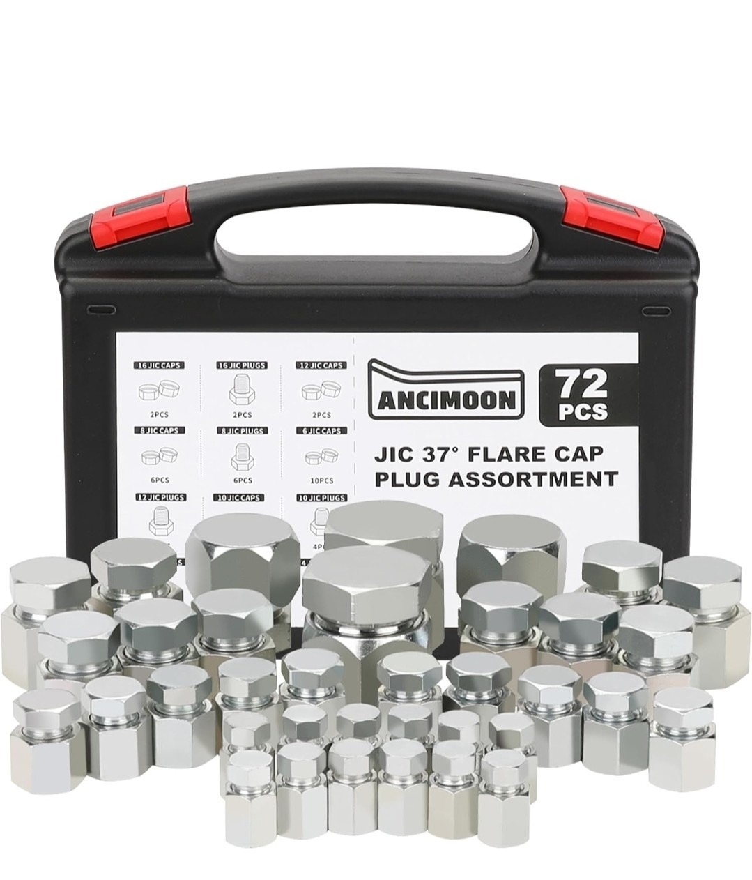 72PCS JIC Cap and Plug Set, 37 Degree Flare Threads Hydraulic Hose Fittings