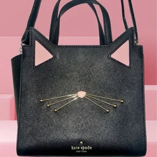 Kate Spade PXRU7047 Black Cat Small Hayden Jazz Things Up Purse w/ Dust Cover
