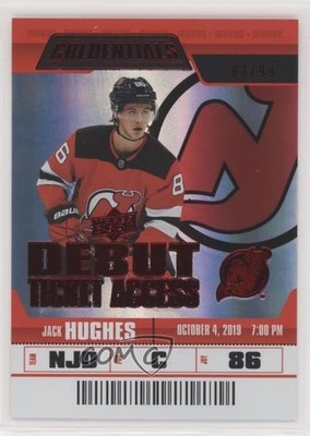 2019 Upper Deck Credentials Debut Ticket Access Red 83/99 Jack Hughes #150 7b5