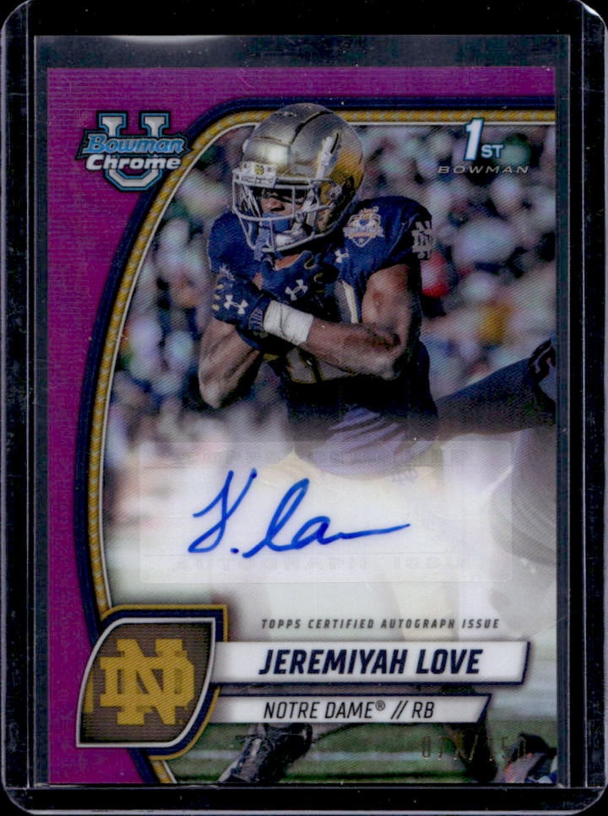 2024 Bowman Chrome U Jeremiyah Love Prospect Auto Fuchsia Refractor #77/150