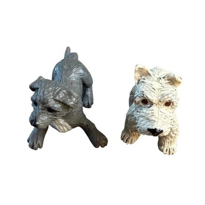 Vintage 1995 LGT Dog Figurines Grey Terrier White Westie Miniature Set of 2