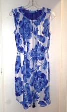 SIMPLY VERA WANG SHORT SLEEVELESS BLUE FLORAL DRESS Size M