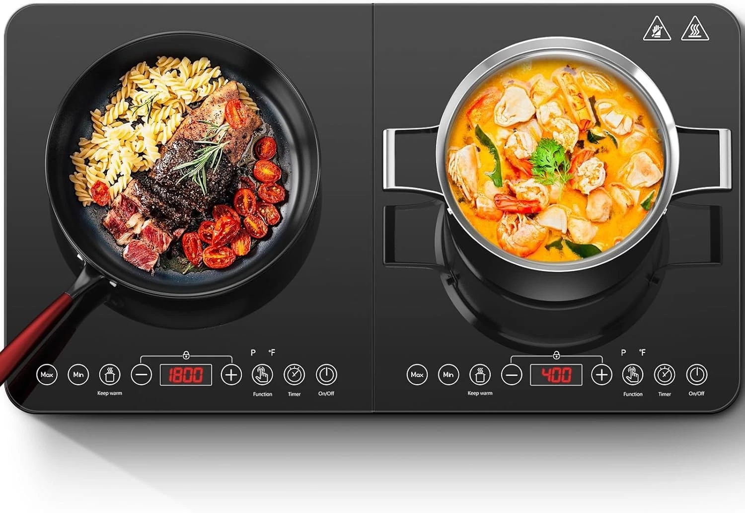 Aobosi Double Induction Cooktop 1800W Dual Burner Portable 22" 10 Temp NEW