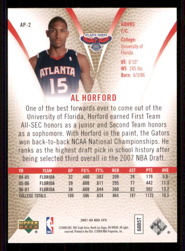 2007-08 SP Authentic Profiles #AP2 Al Horford - Image 2 of 2