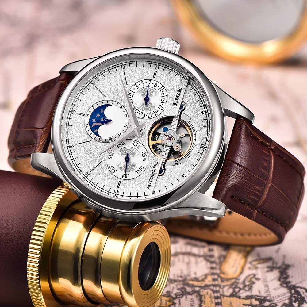 Moon Phase Automatic Watch Men Chronograph Tourbi… - image 5