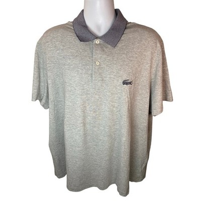 Lacoste Contrast Neck Polo | Men's 4XL | Gray & White 28x30
