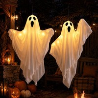 Halloween Deko Outdoor Geister LED Lichtmodi HäNgend Flexibel 2 StüCk 50X40 Cm