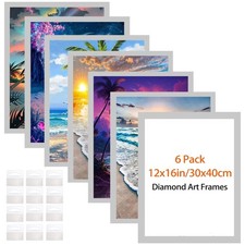 XEUZK Diamond Art Frames - 6 Pack Silver 30x40cm, Magnetic Diamond Art
