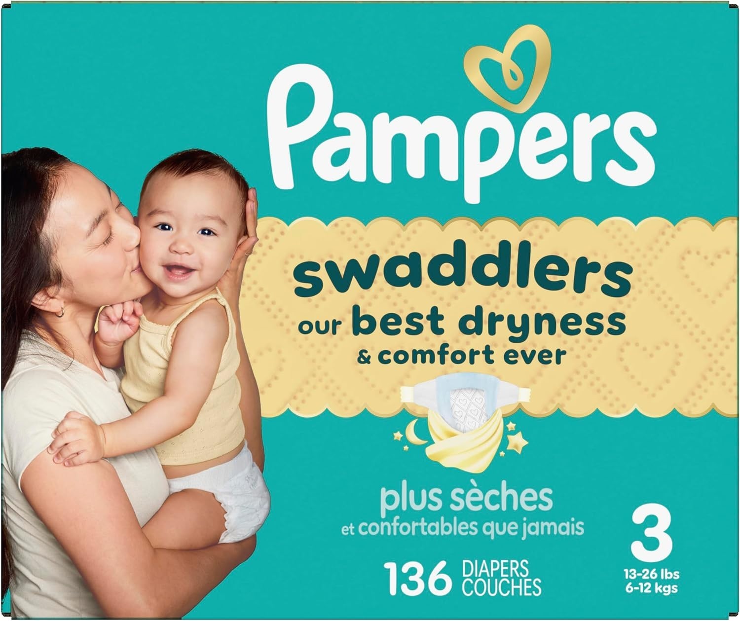 S Size 3 (13-26 Lbs) 136 Count Absorbent Keeps Baby Dry