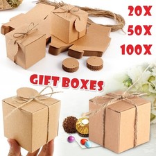 ECO KRAFT Small Natural GIFT BOXES Wedding Party Favour Chocolate Box FREE Tags