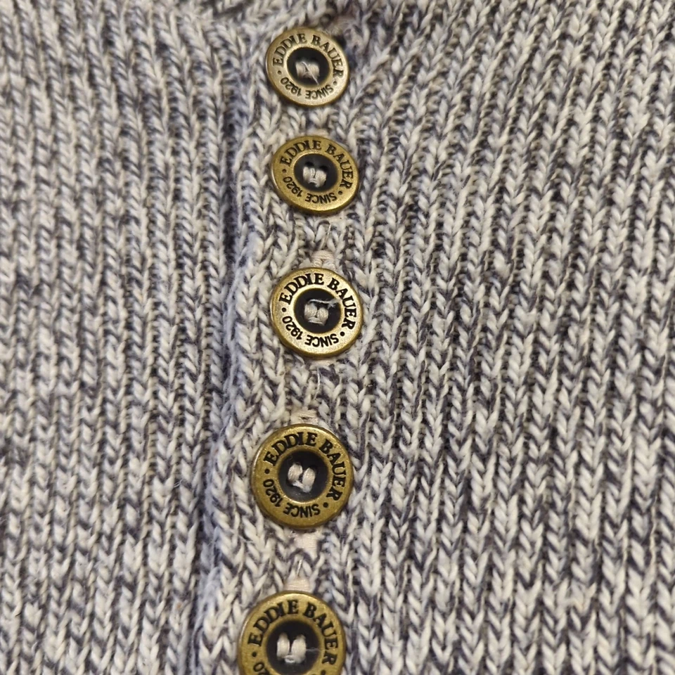 Vintage Eddie Bauer Chunky Cable Knit Cotton Sweater 1/4 Button Made USA Small - Image 4 of 4